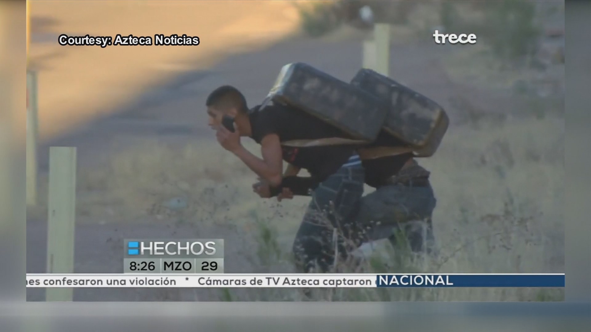 Drug smugglers illegally crossing Mexican border