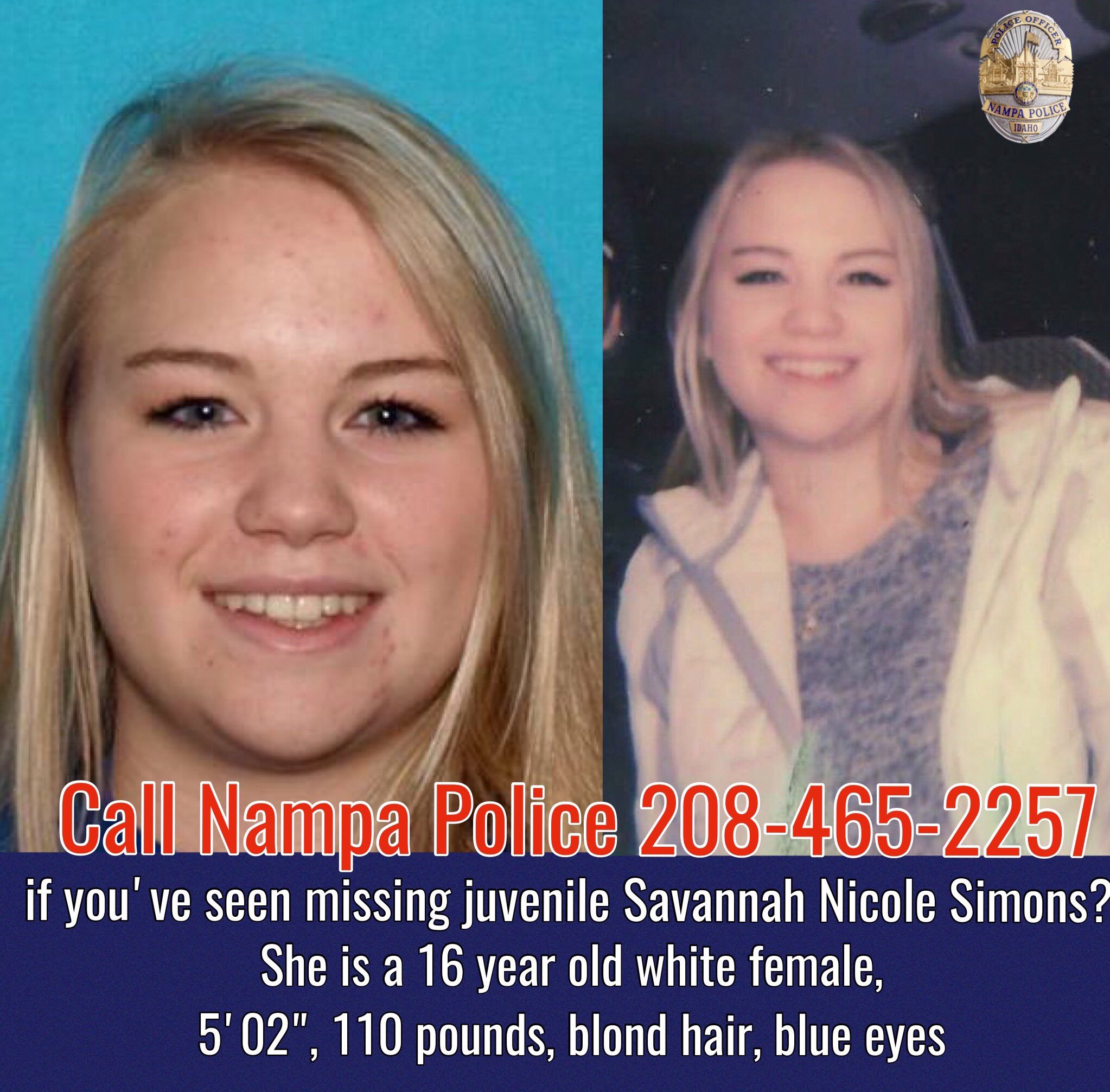 Nampa Police Missing Teen Found Safe 4639